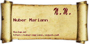 Nuber Mariann névjegykártya